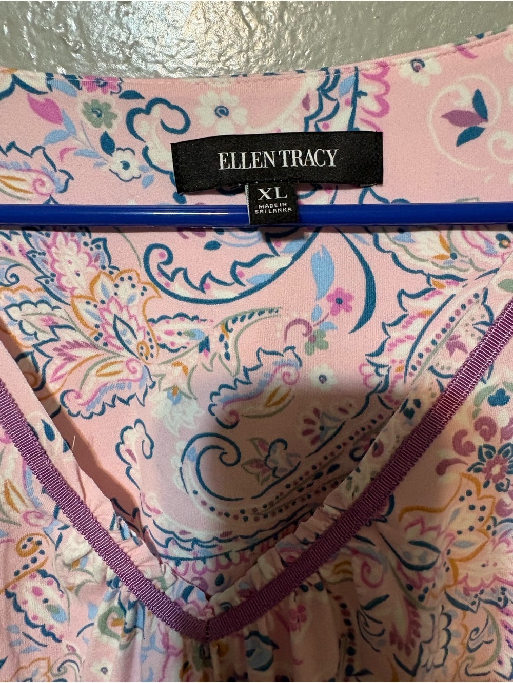 NWT Ellen Tracy Pink Paisley V-Neck Short Sleeve Pajama Set Size XL - Picture 2 of 16